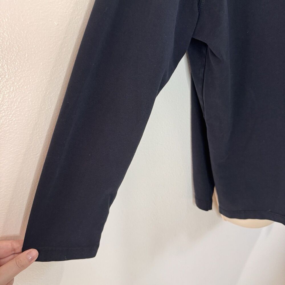 North Star Base Sweatshirt M Black Pullover Mock Neck Ruched Cotton Stretch USA - Picture 6 of 10